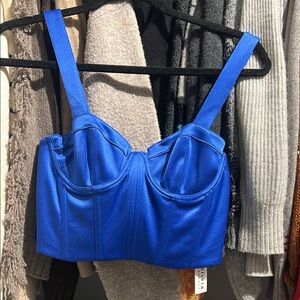 Blue Satin Bustier Top